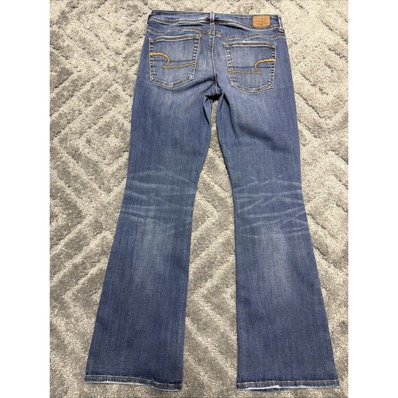 American Eagle Women's Jeans 8 Short Stretch Kick Boot Blue Low Rise Denim 29x29 - Picture 2 of 8